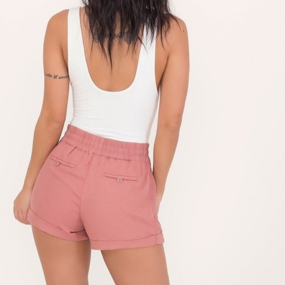 🎉🌟Last L• Drawstring Linen Woven Shorts - Mauve - Picture 2 of 5
